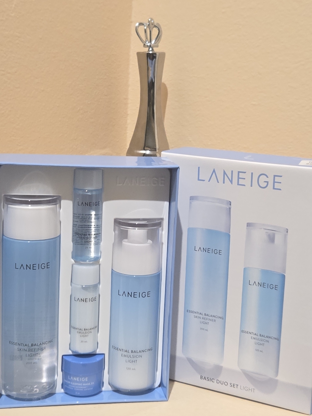 LANEIGE Basic Duo Set Light Skincare Gift Set NEW Sealed + Bonus Travel Size Min